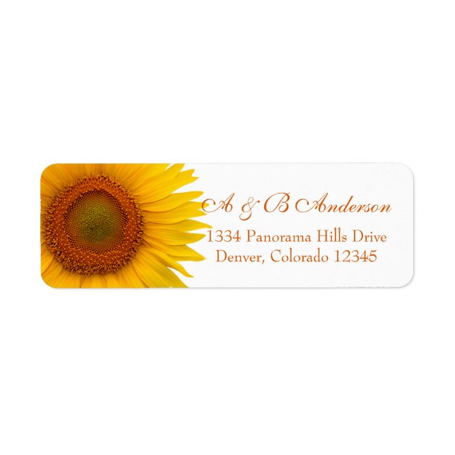 Yellow Sunflower Wedding Return Address Label (Front)