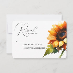 Yellow Sunflower Wedding RSVP Card
