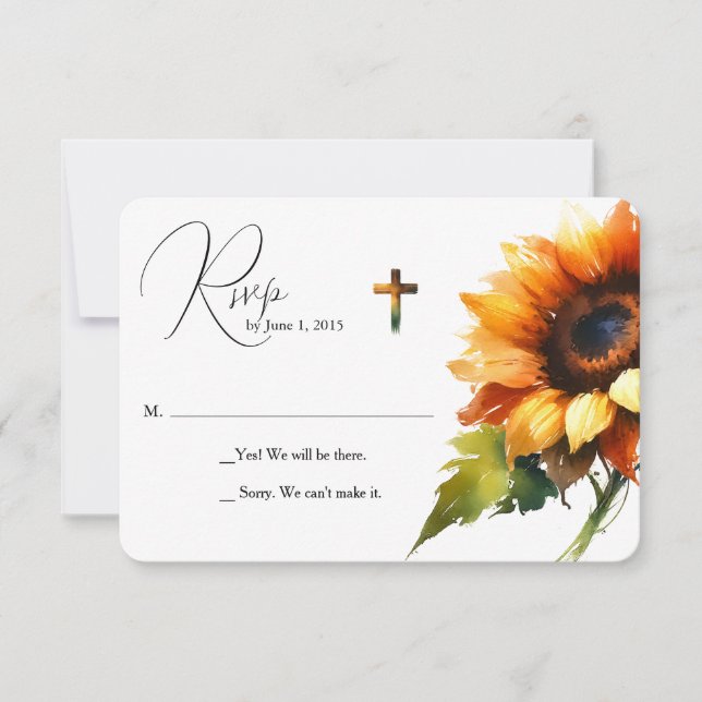 Yellow Sunflower Wedding RSVP Card (Front)