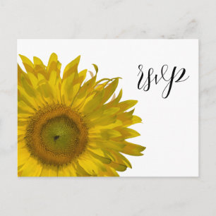 Yellow Sunflower Wedding RSVP Response Invitation Postcard