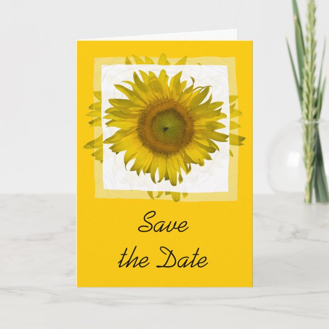 Yellow Sunflower Wedding Save the Date Announcement (Front)