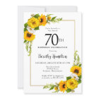 Yellow Sunflower White Daisy Floral 70th Birthday
