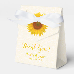 Yellow Sunflower White Lace Wedding Thank You Favour Box