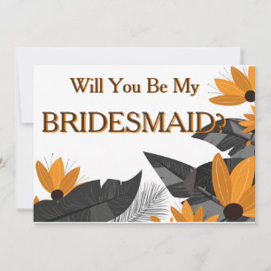 Yellow Sunflower Will You Be My Bridesmaid Invitat Invitation