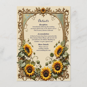 Yellow sunflower with art frame wedding enclosure card