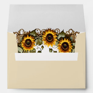 Yellow sunflower with art frame wedding envelope