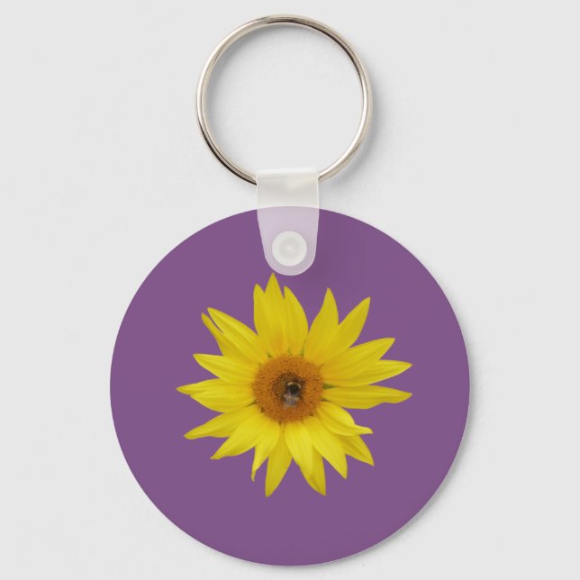 Yellow Sunflower with Bee Key Ring (Front)