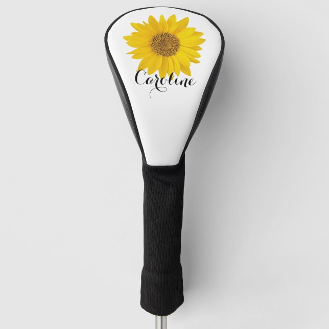 Yellow Sunflower with Custom Name Golf Head Cover (Front)