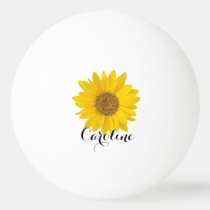 Yellow Sunflower with Custom Name Ping Pong Ball