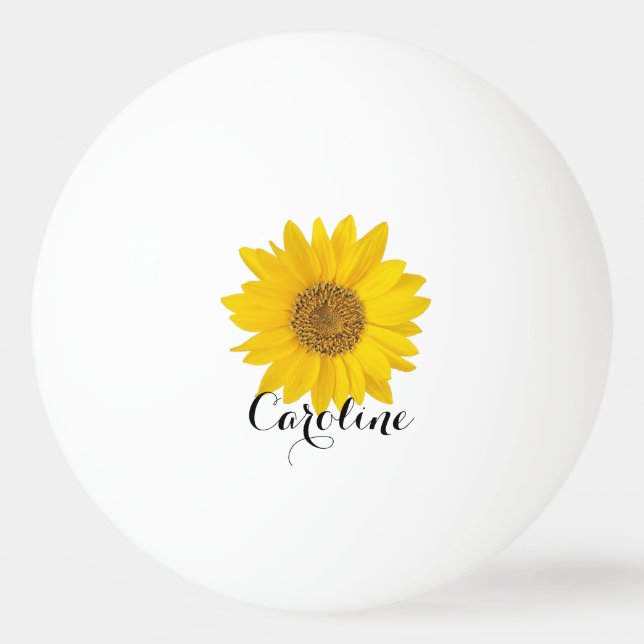 Yellow Sunflower with Custom Name Ping Pong Ball (Front)