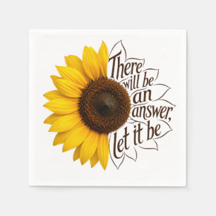 Yellow Sunflower With Inspirational Quote Napkin