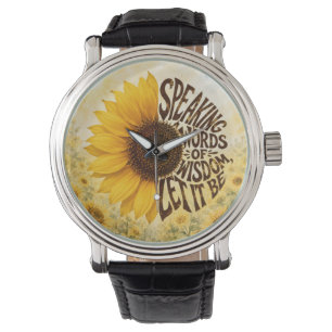 Yellow Sunflower with Inspirational Quote Watch