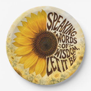Yellow Sunflower with Uplifting Quote Paper Plate