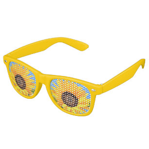 Yellow Sunflowers Against Sun on Blue Sky - Summer Retro Sunglasses