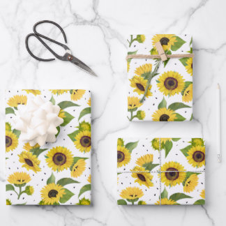 Yellow Sunflowers and Sunflower Seeds   Wrapping Paper Sheet