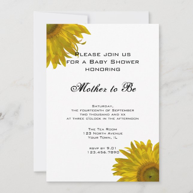 Yellow Sunflowers Baby Shower Invitation (Front)