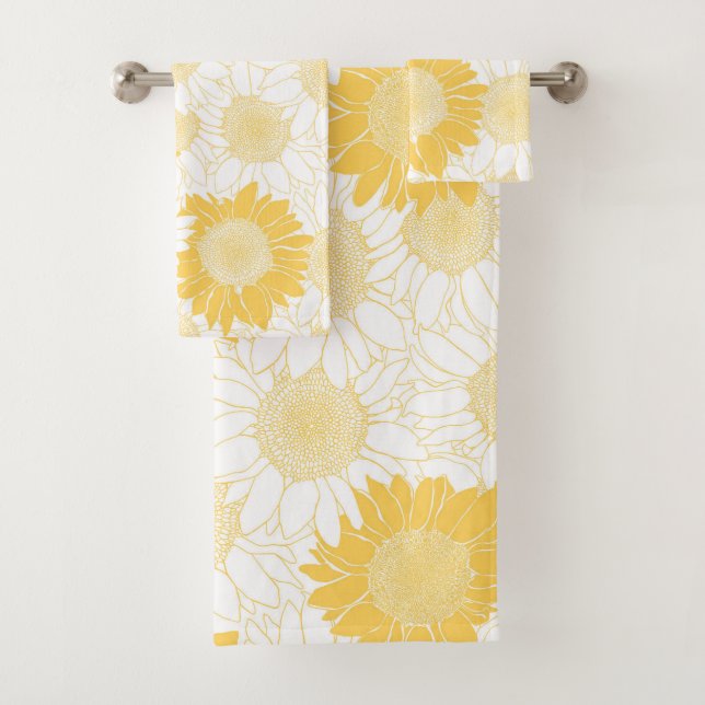 Yellow Sunflowers Bath Towel Set (Insitu)