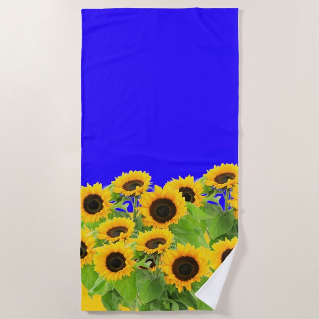Yellow Sunflowers Beach Towel (Front)