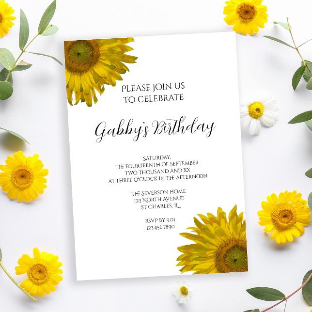 Yellow Sunflowers Birthday Party Invitation (Creator Uploaded)