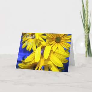 Yellow Sunflowers, Blue Bee -Thank You Card