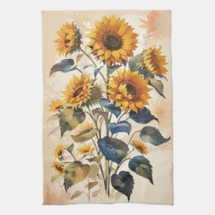 Yellow Sunflowers Bouquet Tea Towel