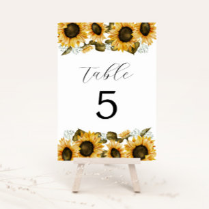 Yellow Sunflowers Bridal Shower Table Number