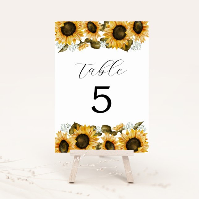 Yellow Sunflowers Bridal Shower Table Number (Creator Uploaded)