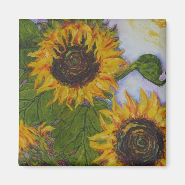 Yellow Sunflowers by Paris Wyatt Llanso Magnet (Front)