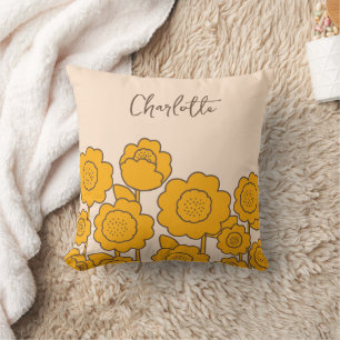 Yellow Sunflowers Customisable Name Cushion