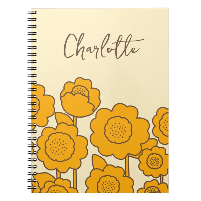  Yellow Sunflowers Customisable Name     Notebook (Front)