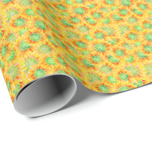Yellow Sunflowers Ditsy Wrapping Paper