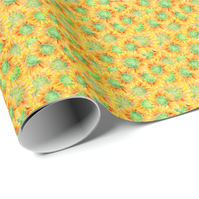 Yellow Sunflowers Ditsy Wrapping Paper (Roll Corner)