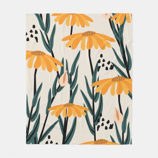 Yellow sunflowers fleece blanket (Front)