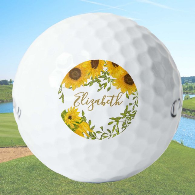 Yellow Sunflowers Floral custom ladies Callaway Golf Balls (Creator Uploaded)