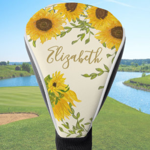 Yellow Sunflowers Floral custom name ladies Golf Head Cover
