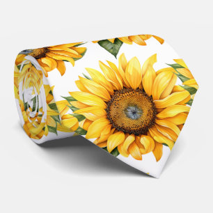 Yellow Sunflowers Floral Flower Faux Silk Neck Tie