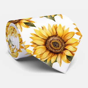 Yellow Sunflowers Floral Flower Faux Silk Neck Tie