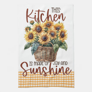 Yellow Sunflowers Floral Gingham Sunshine Joy Tea Towel