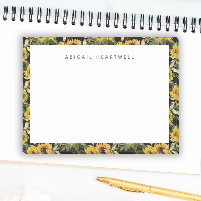 Yellow Sunflowers Floral Pattern Add Your Name Post-it Notes (Creator Uploaded)