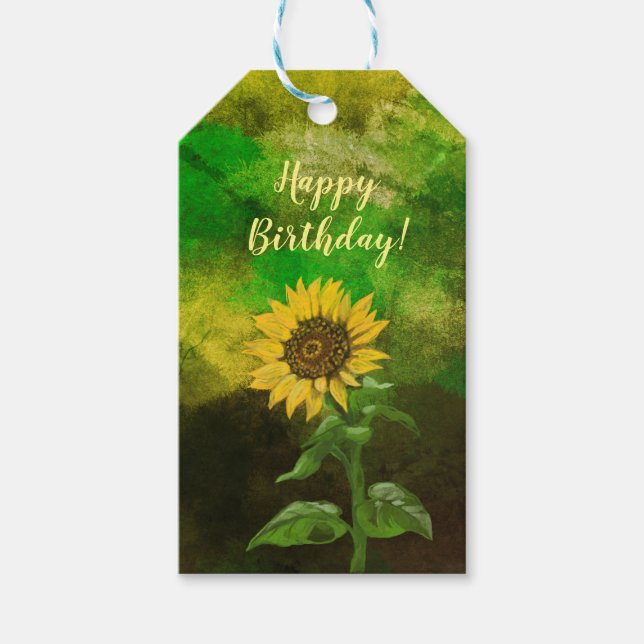 Yellow sunflowers gift tags (Front)