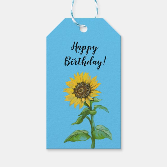 Yellow sunflowers gift tags (Front)