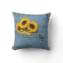Yellow Sunflowers in Blue Jean Pocket