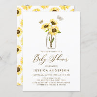 Yellow Sunflowers in Mason Jar Baby Shower