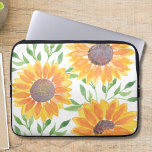 Yellow Sunflowers Laptop Sleeve<br><div class="desc">This unique laptop sleeve features a watercolor sunflower and foliage pattern in shades of yellow and green.
Original Watercolor © Michele Davies.</div>