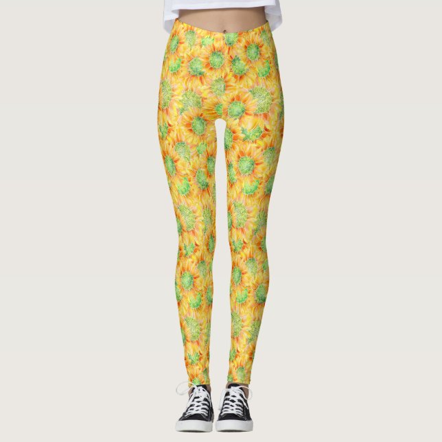Yellow Sunflowers Leggings (Front)