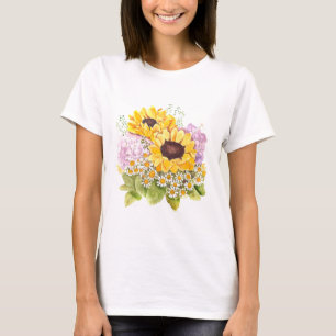 yellow sunflowers magenta hydrangea bouquet T-Shirt