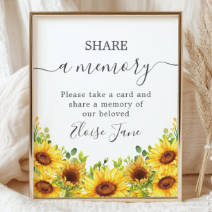 Yellow Sunflowers Memorial Funeral Share a Memory Poster