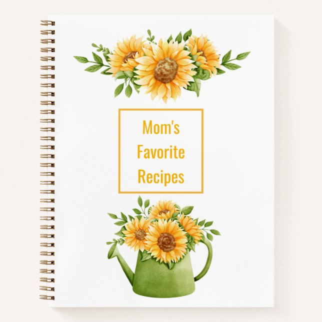 Yellow Sunflowers Mum's Favourite Recipes Notebook (Front)