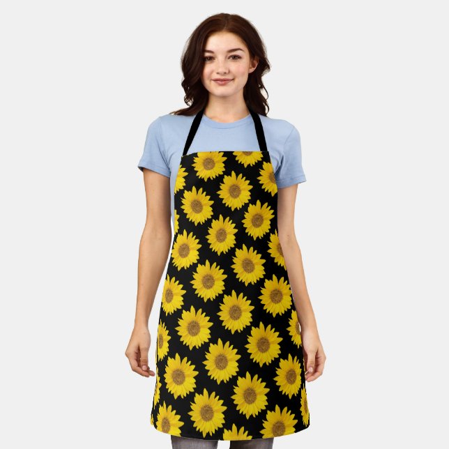 Yellow Sunflowers on Black Apron (Worn)
