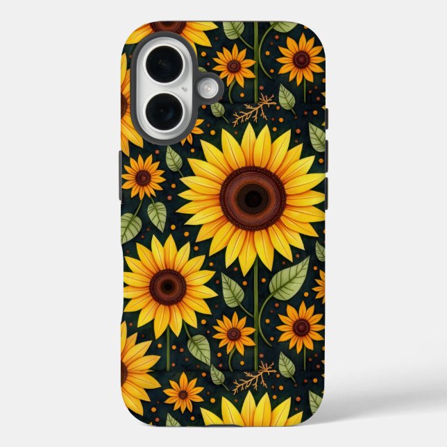Yellow Sunflowers On Black Case-Mate iPhone Case (Back)